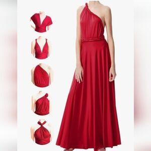 Elegant Red Convertible Maxi Dress (Never Worn)